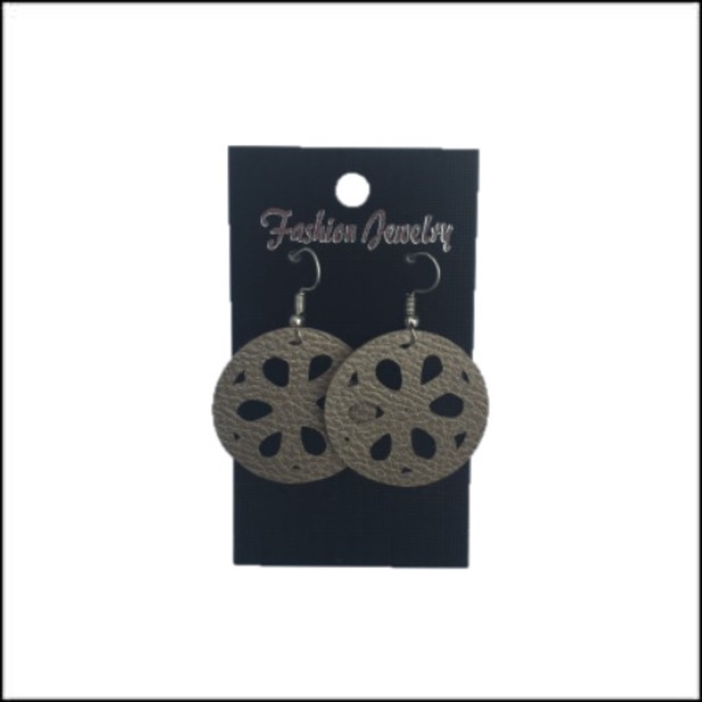 Handmade Champagne Faux Leather Earrings